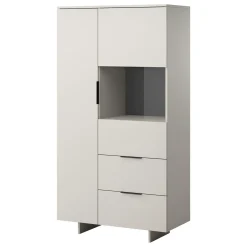 Garnero Arredamenti Vetrinetta 90x170h cm 2 ante 2 cassetti soggiorno grigio Stone Clearance