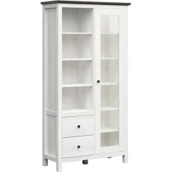 Garnero Arredamenti Vetrinetta 101x203h cm 2 ante 2 cassetti arte povera bianco frassinato frassinato grafite Holga Bianco Frassinato - Grafite Hot