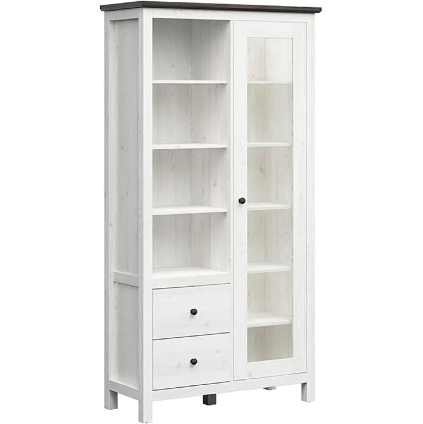 Garnero Arredamenti Vetrinetta 101x203h cm 2 ante 2 cassetti arte povera bianco frassinato frassinato grafite Holga Bianco Frassinato - Grafite Hot