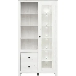 Garnero Arredamenti Vetrinetta 101x203h cm 2 ante 2 cassetti arte povera bianco frassinato frassinato grafite Holga Bianco Frassinato - Grafite Hot