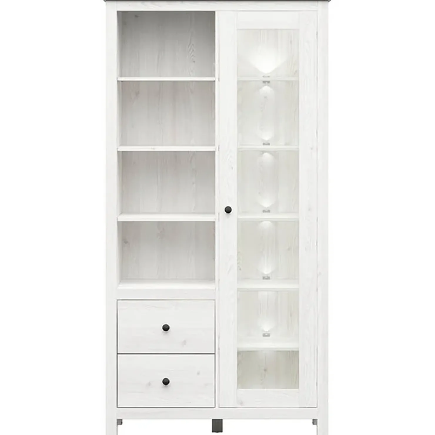 Garnero Arredamenti Vetrinetta 101x203h cm 2 ante 2 cassetti arte povera bianco frassinato frassinato grafite Holga Bianco Frassinato - Grafite Hot