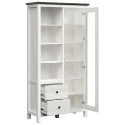 Garnero Arredamenti Vetrinetta 101x203h cm 2 ante 2 cassetti arte povera bianco frassinato frassinato grafite Holga Bianco Frassinato - Grafite Hot