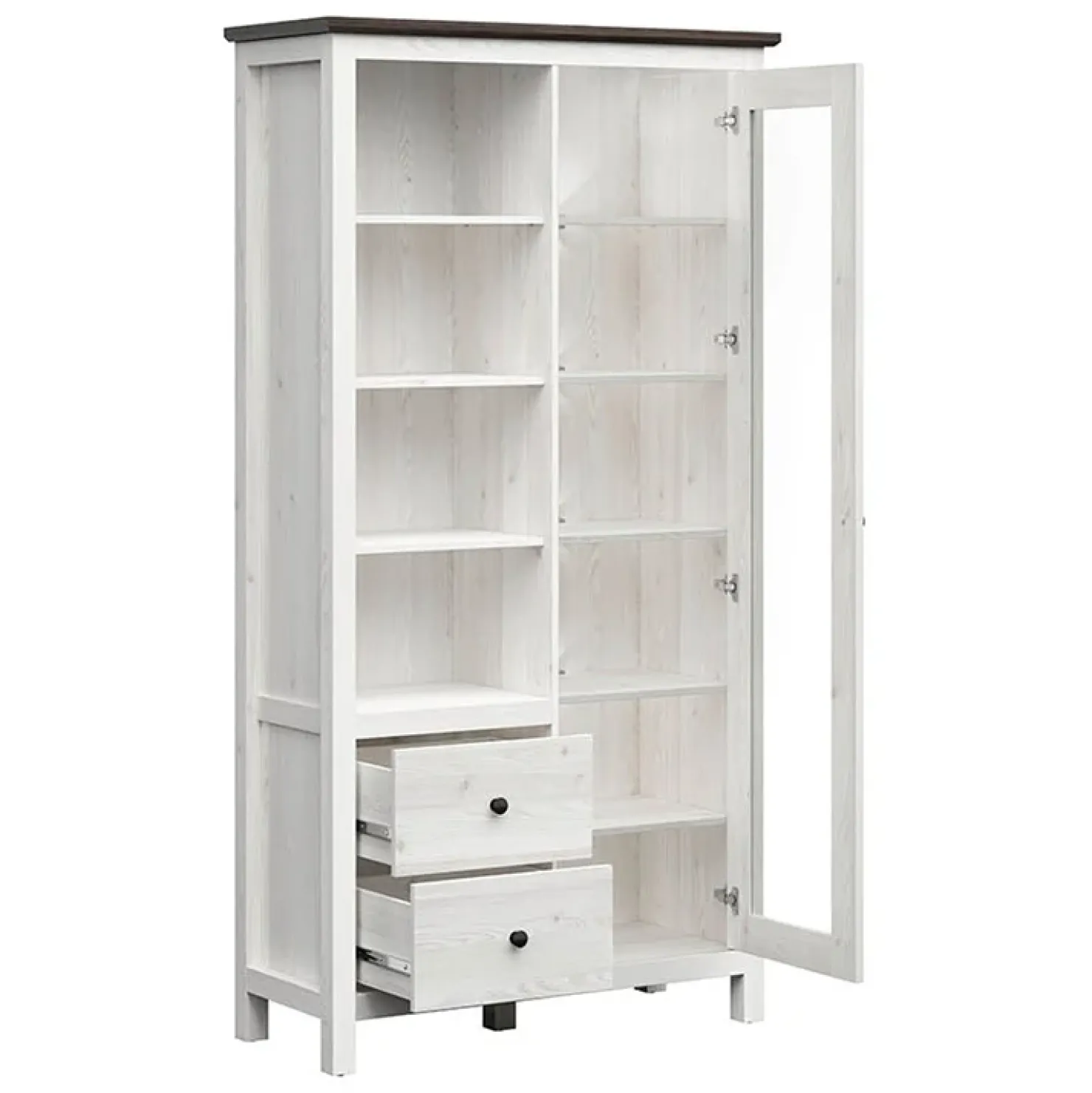 Garnero Arredamenti Vetrinetta 101x203h cm 2 ante 2 cassetti arte povera bianco frassinato frassinato grafite Holga Bianco Frassinato - Grafite Hot