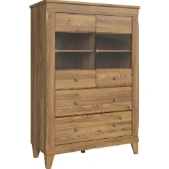 Garnero Arredamenti Vetrinetta 102x151h cm 2 ante 4 cassetti rovere scuro Lucca Hot