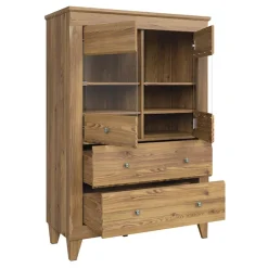 Garnero Arredamenti Vetrinetta 102x151h cm 2 ante 4 cassetti rovere scuro Lucca Hot