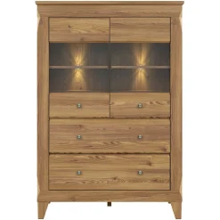 Garnero Arredamenti Vetrinetta 102x151h cm 2 ante 4 cassetti rovere scuro Lucca Hot