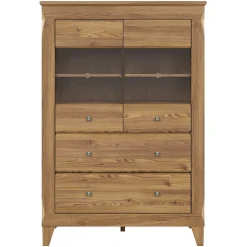 Garnero Arredamenti Vetrinetta 102x151h cm 2 ante 4 cassetti rovere scuro Lucca Hot