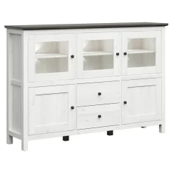 Garnero Arredamenti Vetrinetta 186x126h cm 5 ante 2 cassetti arte povera bianco frassinato frassinato grafite Holga Bianco Frassinato - Grafite New