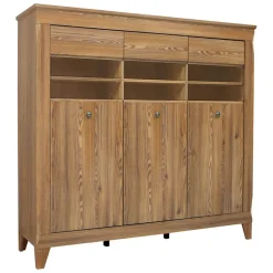 Garnero Arredamenti Vetrinetta 156x151h cm 3 ante 4 cassetti rovere scuro Lucca New