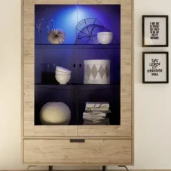 Garnero Arredamenti Vetrinetta 106x177h cm 2 ante 1 cassetto sherwood oak Juvena Hot