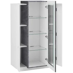 Garnero Arredamenti Vetrinetta 80x121h cm 2 ante bianco lucido nero opaco Milos Gihome® Bianco Lucido - Ossido Online