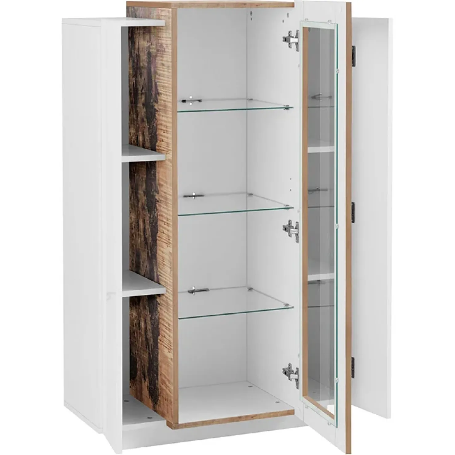 Garnero Arredamenti Vetrinetta 80x121h cm 2 ante bianco lucido rovere Milos Gihome® Bianco Lucido - Rovere Rustico