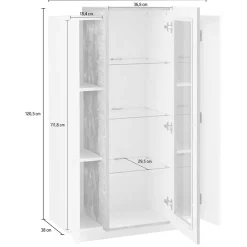 Garnero Arredamenti Vetrinetta 80x121h cm 2 ante bianco lucido rovere Milos Gihome® Bianco Lucido - Rovere Rustico