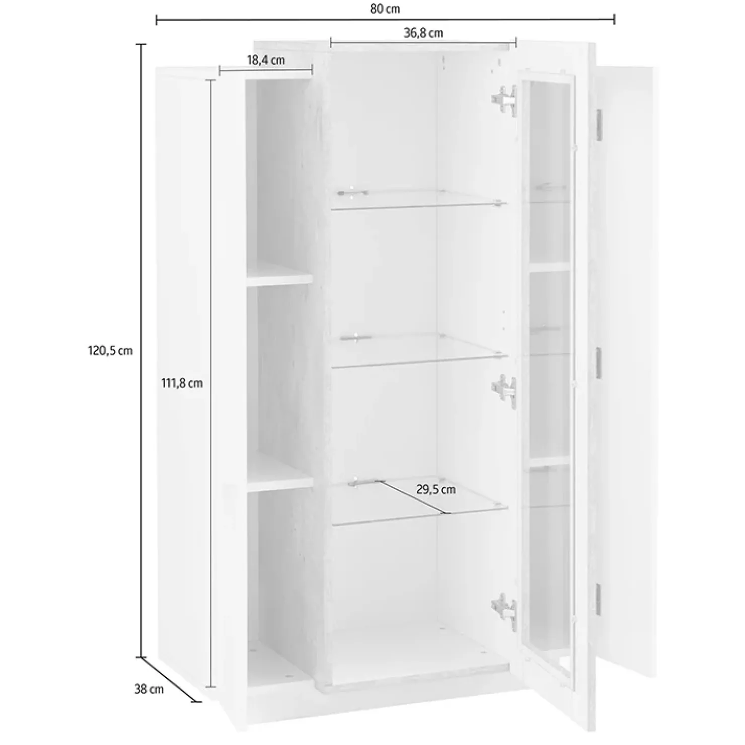 Garnero Arredamenti Vetrinetta 80x121h cm 2 ante Milos Gihome® Bianco Lucido Discount