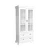 Garnero Arredamenti Vetrinetta 88x193h cm 2 ante con vetro 2 cassetti shabby bianco frassinato Kelly