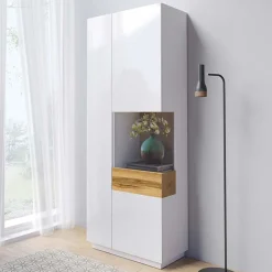 Garnero Arredamenti Vetrinetta 80x207h cm 2 ante destra bianco lucido rovere Bahama Bianco Lucido - Rovere Rustico New
