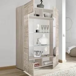 Garnero Arredamenti Vetrinetta 121x166h cm  2 ante moderna samoa serigrafato Paradise Rovere Discount