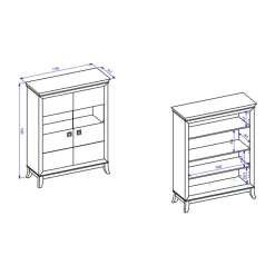 Garnero Arredamenti Vetrinetta 116x150h cm 2 ante moderna  antracite lucido rovere scuro Umag