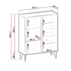 Garnero Arredamenti Vetrinetta 97x122h cm 2 ante moderna grafite marmo nero Visby Clearance
