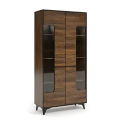 Garnero Arredamenti Vetrinetta 91x185h cm 2 ante moderna noce Line Outlet