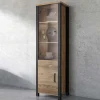 Garnero Arredamenti Vetrinetta 56x191h cm 2 ante quercia nero opaco Nebraska