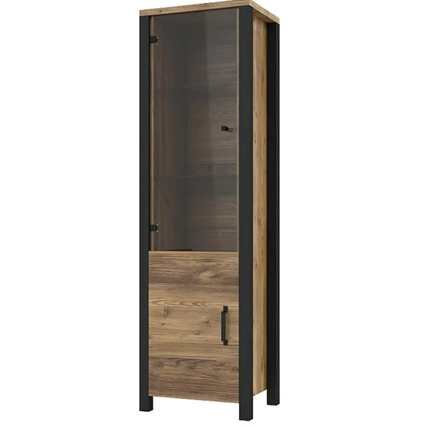 Garnero Arredamenti Vetrinetta 56x191h cm 2 ante quercia nero opaco Nebraska