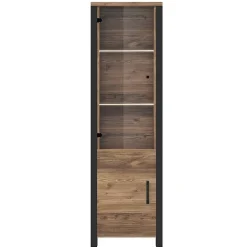 Garnero Arredamenti Vetrinetta 56x191h cm 2 ante quercia nero opaco Nebraska