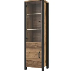 Garnero Arredamenti Vetrinetta 56x191h cm 2 ante quercia nero opaco Nebraska