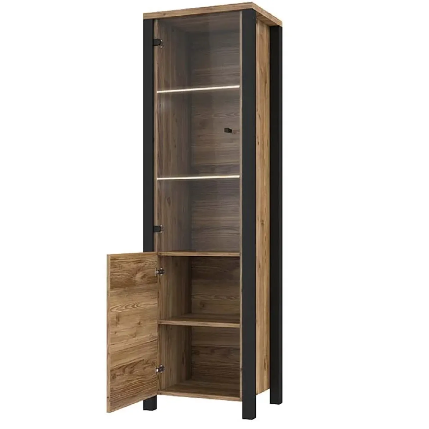 Garnero Arredamenti Vetrinetta 56x191h cm 2 ante quercia nero opaco Nebraska