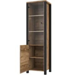 Garnero Arredamenti Vetrinetta 56x191h cm 2 ante quercia nero opaco Nebraska