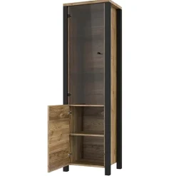 Garnero Arredamenti Vetrinetta 56x191h cm 2 ante quercia nero opaco Nebraska