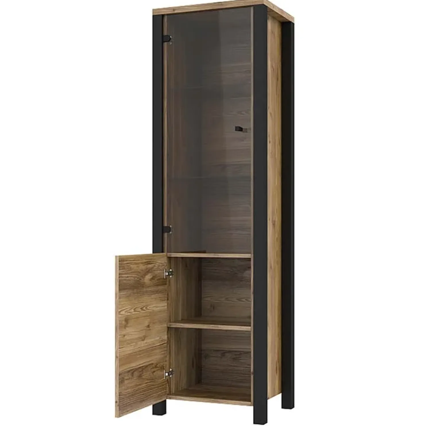 Garnero Arredamenti Vetrinetta 56x191h cm 2 ante quercia nero opaco Nebraska