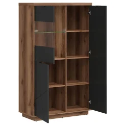 Garnero Arredamenti Vetrinetta 157x94h cm 2 ante rovere scuro nero opaco Elin Hot