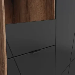 Garnero Arredamenti Vetrinetta 157x94h cm 2 ante rovere scuro nero opaco Elin Hot