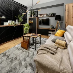 Garnero Arredamenti Vetrinetta 157x94h cm 2 ante rovere scuro nero opaco Elin Hot