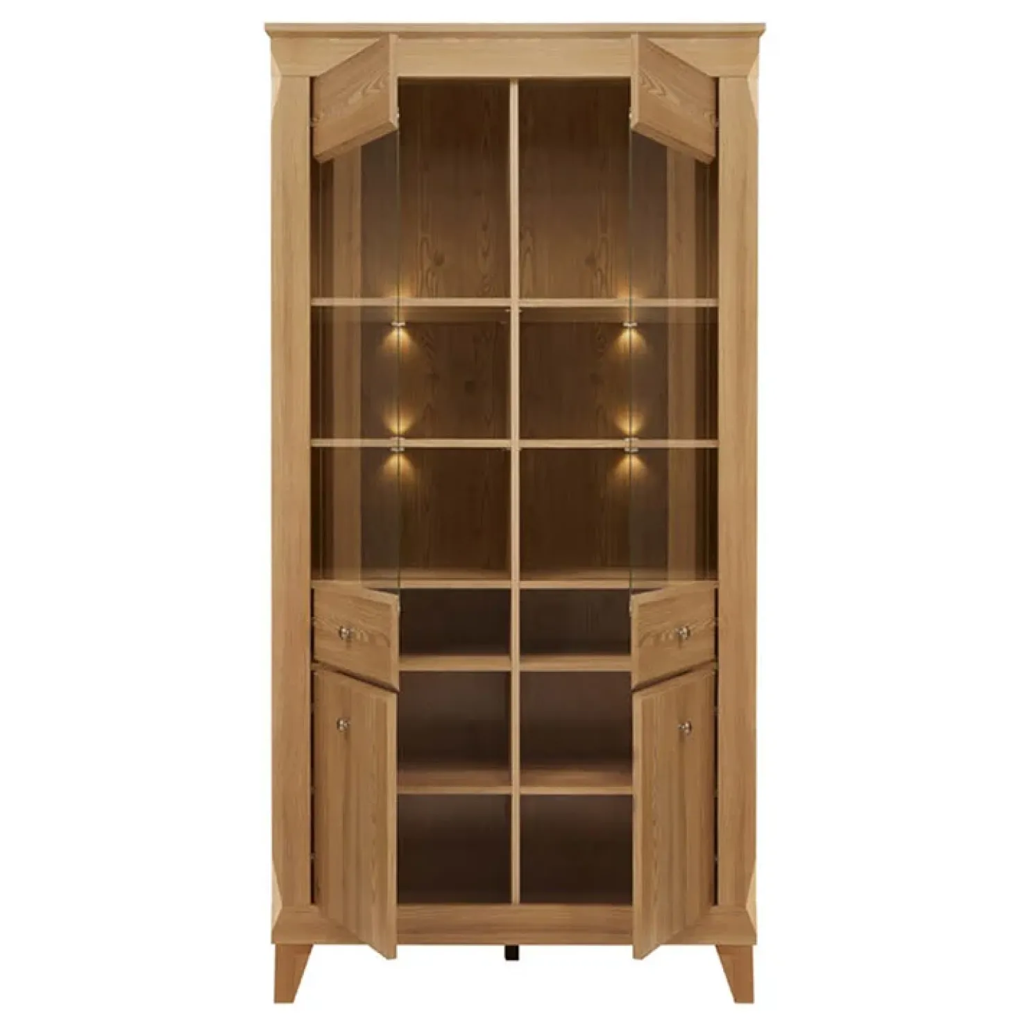 Garnero Arredamenti Vetrinetta 102x202h cm 4 ante rovere scuro Lucca Sale