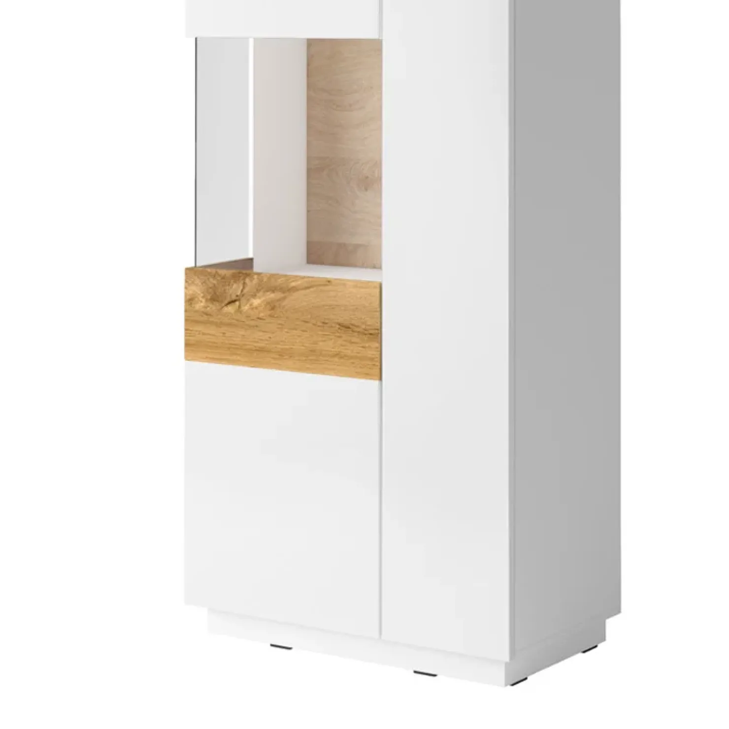 Garnero Arredamenti Vetrinetta 80x207h cm 2 ante sinistra bianco lucido rovere Bahama Bianco Lucido - Rovere Rustico Clearance