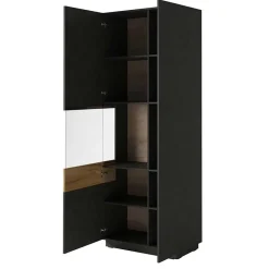 Garnero Arredamenti Vetrinetta 80x207h cm 2 ante sinistra moderna antracite rovere Bahama Antracite - Rovere Rustico Outlet