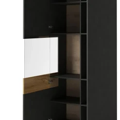 Garnero Arredamenti Vetrinetta 80x207h cm 2 ante sinistra moderna antracite rovere Bahama Antracite - Rovere Rustico Outlet