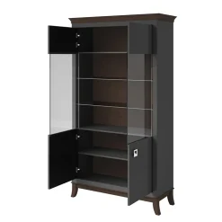 Garnero Arredamenti Vetrinetta 116x207h cm 2 ante soggiorno antracite lucido rovere scuro Umag Antracite - Wengè Clearance
