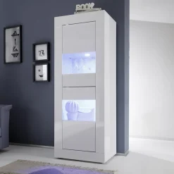 Garnero Arredamenti Vetrinetta 61x161h cm 2 ante soggiorno moderna bianco lucido Eternity Clearance