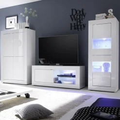 Garnero Arredamenti Vetrinetta 61x161h cm 2 ante soggiorno moderna bianco lucido Eternity Clearance