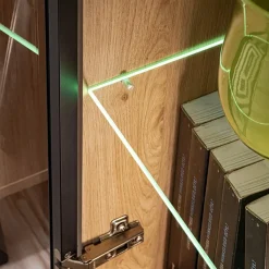 Garnero Arredamenti Vetrinetta 70x192h cm 2 ante soggiorno moderna noce con stampa nera Mendes Sale