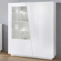 Garnero Arredamenti Vetrinetta 120x146h cm 2 ante soggiorno Candia Gihome® Bianco Lucido Clearance