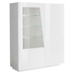 Garnero Arredamenti Vetrinetta 120x146h cm 2 ante soggiorno Candia Gihome® Bianco Lucido Clearance
