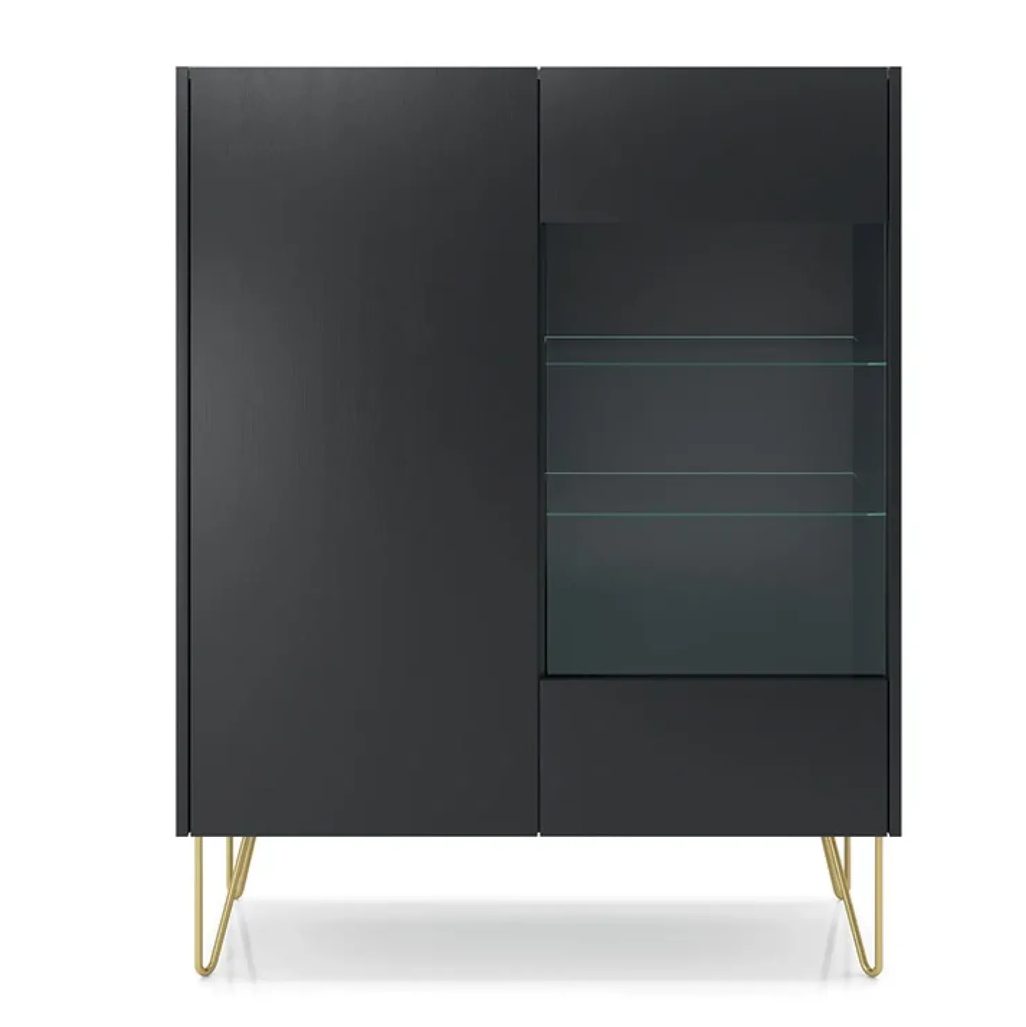 Garnero Arredamenti Vetrinetta 97x123h cm 2 ante soggiorno nero effetto marmo Sirena Outlet