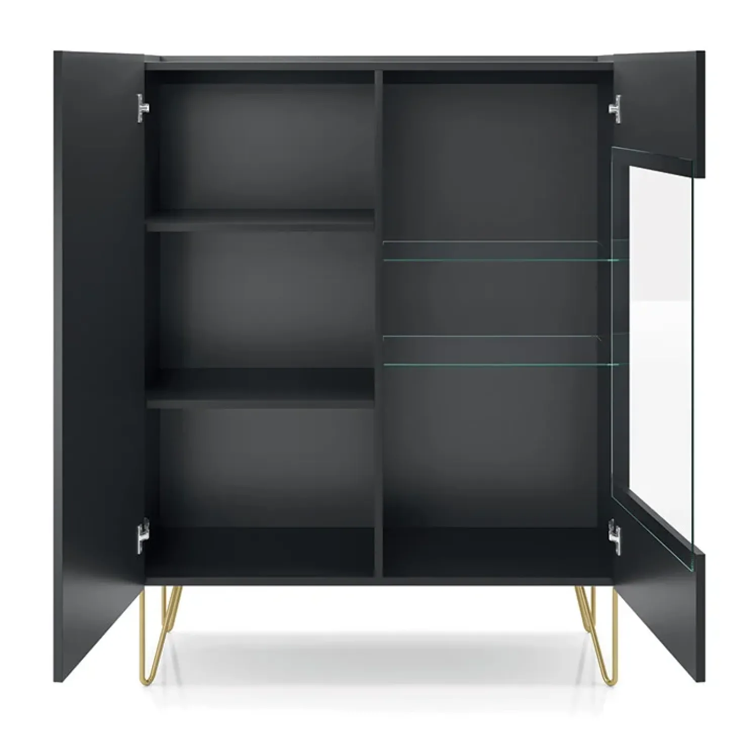 Garnero Arredamenti Vetrinetta 97x123h cm 2 ante soggiorno nero effetto marmo Sirena Outlet