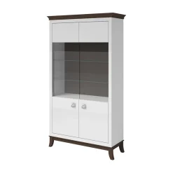 Garnero Arredamenti Vetrinetta 116x207h cm 2 ante soggiorno bianco frassinato rovere scuro Umag Bianco Lucido - Wengè Hot