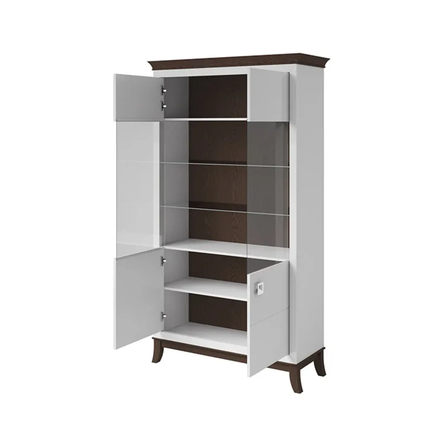 Garnero Arredamenti Vetrinetta 116x207h cm 2 ante soggiorno bianco frassinato rovere scuro Umag Bianco Lucido - Wengè Hot