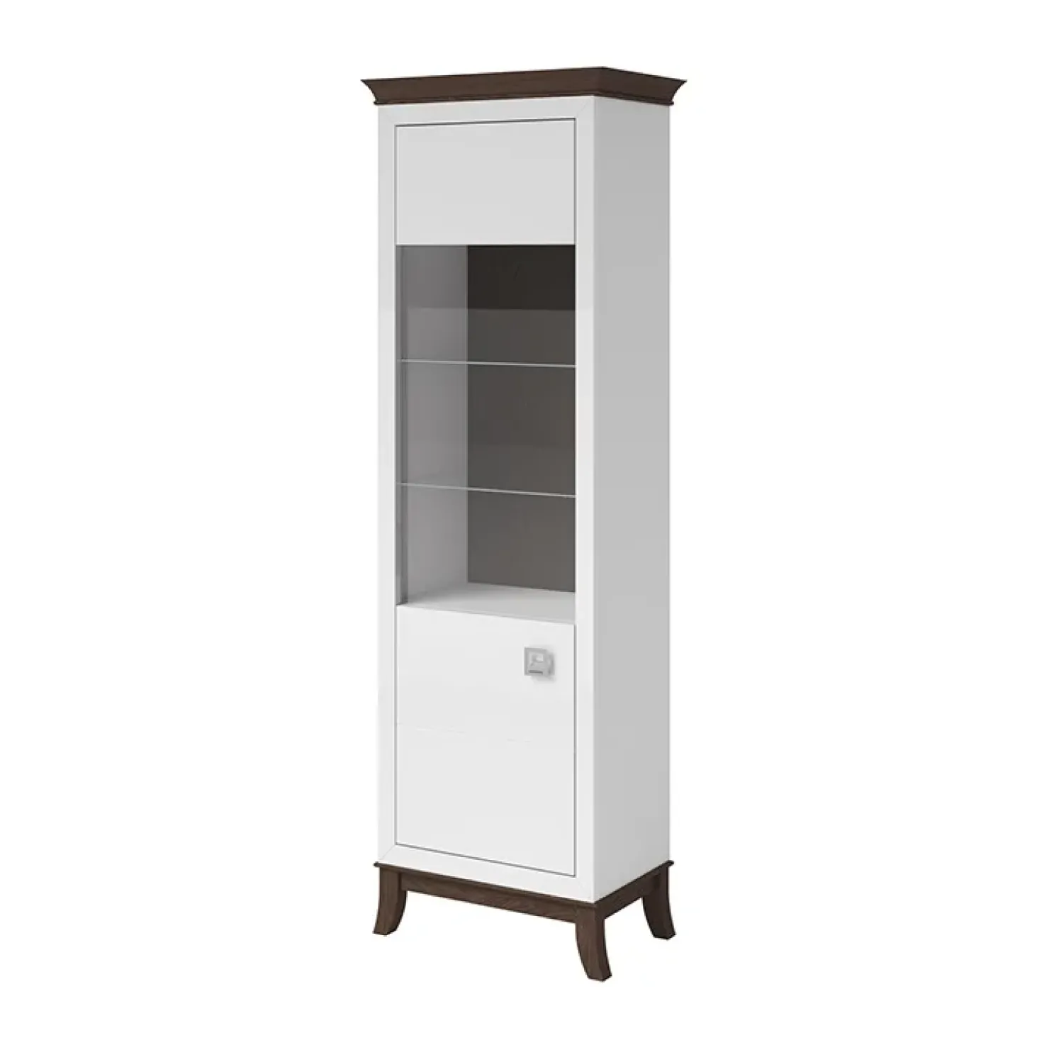 Garnero Arredamenti Vetrinetta 66x207h cm1 anta soggiorno bianco lucido rovere scuro Umag Bianco Lucido - Wengè Online